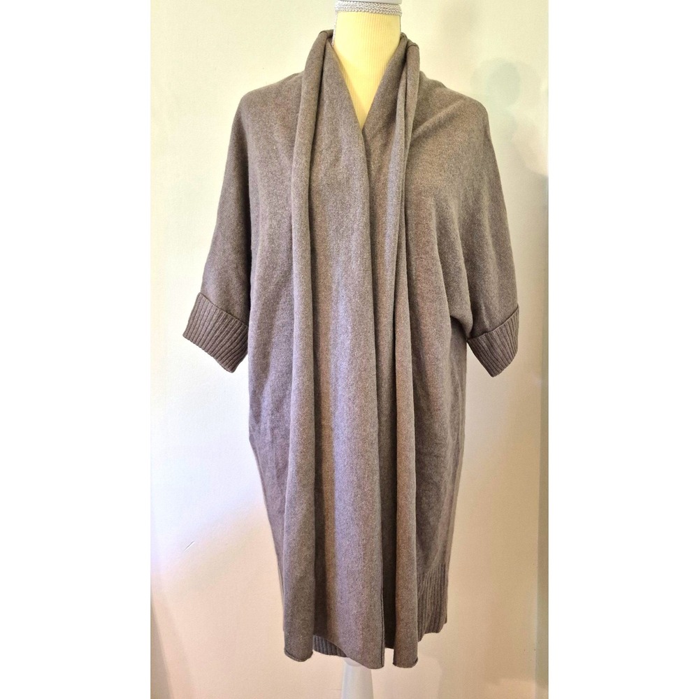Tahari Pure Luxe 100% Cashmere Cardigan Shawl Collar Quiet Luxury Minimalist